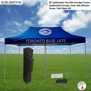 20' Premium Sublimated Tent Kit, Includes Premium 40mm Aluminum Frame, Canopy, Case, Grass Stake Kit