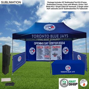 [SU759-11] 72 Hr Fast Ship - Supreme Package, 20' Sublimated Tent, 20' Backwall, 2 Half Sidewalls, Tablecloth