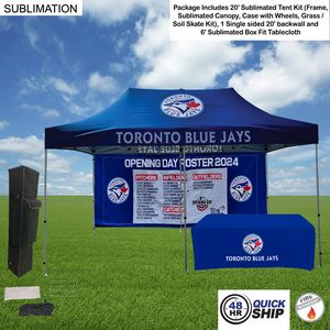[SU759-23] 48 Hr Quick Ship - Deluxe Event Package, 20' Sublimated Tent, 20' Backwall, 6' Box Fit Tablecloth