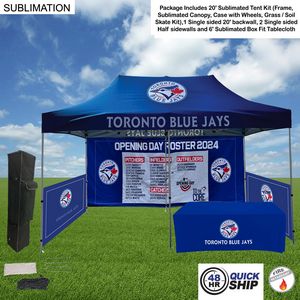 [SU759-24] 48 Hr Quick Ship - Supreme Package, 20' Sublimated Tent, 20' Backwall, 2 Half Sidewalls, Tablecloth