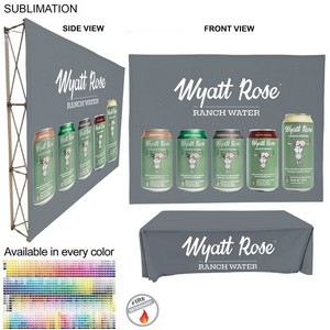 Trade Show Booth package Ultra, 10' Straight Fabric Wall Display and Premium 8' tablecloth open back