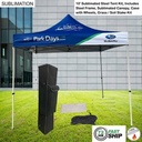 72Hr Fast Ship - 10' Steel Tent Kit, Includes Steel Frame, Sublimated Canopy, Case, Grass Stake Kit