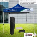 24 Hr Express Ship - 10' Steel Tent Kit, Includes Frame, Sublimated Canopy, Case, Grass Stake Kit