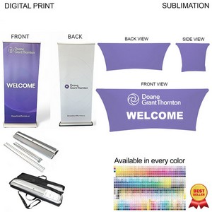 [SU780] Superior Trade Show Package, Deluxe Pull Up Banner + Stretch Fit Tablecloth 6'