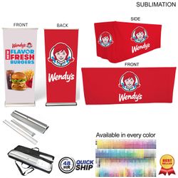48Hr Quick Ship - Outdoor Event Package 4, Double Sided Deluxe Pull Up Banner + 6' Box Fit Cloth