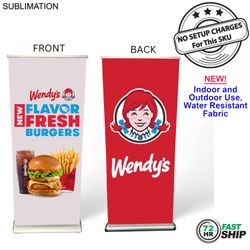 [SU780-6] 72Hr Fast Ship - Sublimated Heavy Fabric Deluxe Wide Base Pull Up Banner with Double sided Graphics