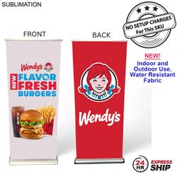 [SU780-8] 24Hr Express Ship - Sublimated Heavy Fabric Deluxe Wide Base Pull Up Banner w/Double sided Graphics