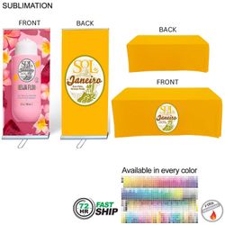 72Hr Fast Ship - Outdoor Event Package 3, Double Sided Outdoor Pull Up Banner + 6' box fit Cloth