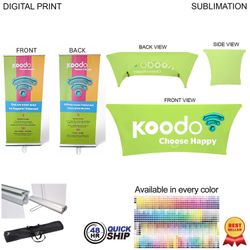 48Hr Quick Ship - Supreme Trade Show Package, Banner + Stretch fit tablecloth 6'