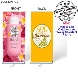 Sublimated Heavy Fabric Premium Retractable Banner w/Double sided Graphics Standard base (33.5"x79")