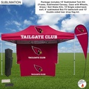 Game Day Tailgate Package, 15' Tent kit, 15' Backwall, Box Fit Tablecloth, and Double Sided Flag Kit