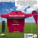 48Hr Quick Ship - Game Day Tailgate Package, 15' Tent, 15' Backwall, Tablecloth, Double Sided Flag
