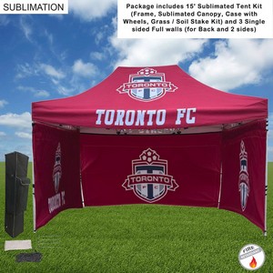 Full Privacy Tent Package, 15' Sublimated Tent Kit, 3 Single Sided Full Walls For Back and 2 Sides
