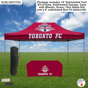 Event Package, 15' Premium sublimated Tent Kit and 6' Sublimated Box Fit Tablecloth (Best Seller)