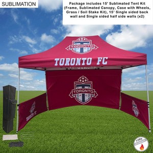 Full Tent Package, 15' Sublimated Tent Kit, 15' Backwall and 2 Single Sided Half Sidewalls