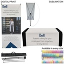 Trade Show Package, Tripod Banner with Graphics + Sublimated Tablerunner, Easy to setup
