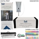Trade Show Package, Tripod Banner w/Graphics + Sublimated Tablerunner, Easy to setup