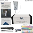 48Hr Quick Ship - Trade Show Package, Tripod Banner w/Graphic + Sublimated Tablerunner