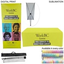 Trade Show Package, Tripod Banner w/Graphics + Sublimated Table Cover, Easy to setup