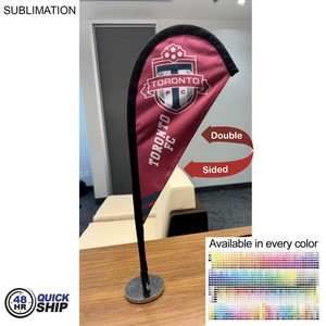 [SU789-6] 48Hr Quick Ship - Table Topper Teardrop Sail Sign Flag, 20", Full Color Graphics two sides
