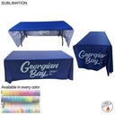 Sublimated PREMIUM Table Cloth for 6' Table, Drape Style, 3 Sided, Open Back, Rounded Corners