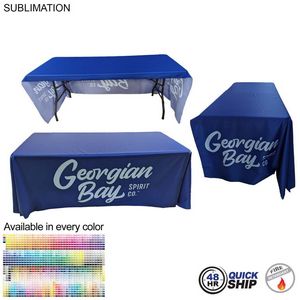 [SU799-3] 48 Hr Quick Ship - Sublimated PREMIUM Cloth for 6' Table, Drape Style, Open Back, Rounded Corners