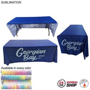 [SU799-4] 24Hr Express Ship - Sublimated PREMIUM Cloth for 6' Table, Drape Style, Open Back, Rounded Corners