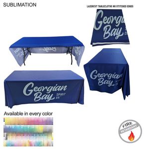 [SU799-5] 6' LazerCut 3-Sided PREMIUM Sublimated Tablecloth, Drape Style, Open Back