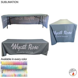 [SU800] Sublimated PREMIUM Table Cloth for 8' Table, Drape Style, 3 sided, Open Back, Rounded Corners