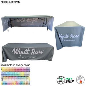 [SU800-2] 72 Hr Fast Ship - Sublimated PREMIUM Cloth for 8' Table, Drape Style, Open Back, Rounded Corners
