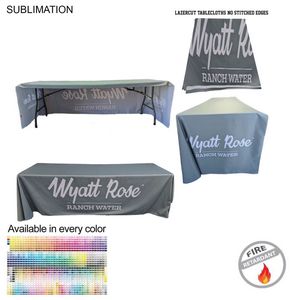 [SU800-5] 8' LazerCut 3-Sided PREMIUM Sublimated Tablecloth, Drape Style, Open Back