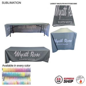 [SU800-6] 24Hr Express Ship - 8' LazerCut 3-Sided PREMIUM Sublimated Tablecloth, Drape Style, Open Back