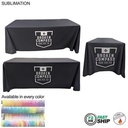 72 Hr Fast Ship - Sublimated PREMIUM Cloth for 6' table, Drape Style, Closed Back, Rounded Corners