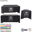 48 Hr Quick Ship - Sublimated PREMIUM Cloth for 6' Table, Drape Style, Closed Back, Rounded Corners
