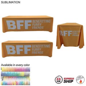 [SU812-4] 24Hr Express Ship - Sublimated PREMIUM Cloth for 8' table, Drape style, Closed Back, Rounded Corners