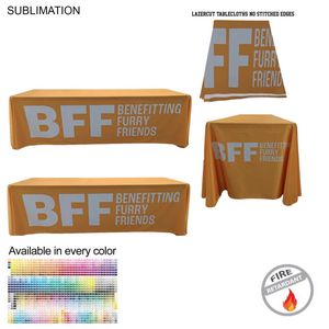 [SU812-5] 8' LazerCut 4-Sided PREMIUM Sublimated Tablecloth, Drape Style, Closed Back