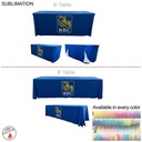 Sublimated PREMIUM Convertible Table Cloth, Converts From 8' to 6', Drape Style, 4 Side, Closed Back
