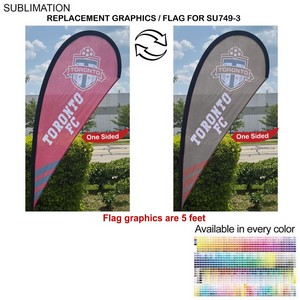 Replacement Flag for 7.5' Small Tear Drop Flag Kit, Full Color Graphics One Side