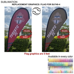 Replacement Flag for 7.5' Small Tear Drop Flag Kit, Full Color Graphics Double Sided