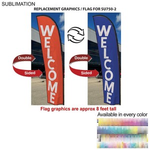 Replacement Flag for 10' Small Feather Flag Kit, Full Color Graphics Double Sided