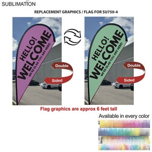 Replacement Flag for 9' Small Tear Drop Flag Kit, Full Color Graphics Double Sided