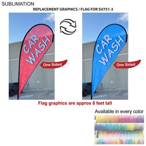 Replacement Flag for 12' Medium Tear Drop Flag Kit, Full Color Graphics One Side