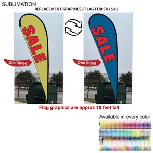 Replacement Flag for 13.5' Large Tear Drop Flag Kit, Full Color Graphics One Side
