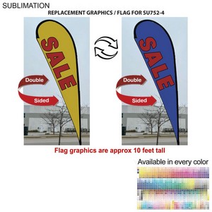 Replacement Flag for 13.5' Large Tear Drop Flag Kit, Full Color Graphics Double Sided