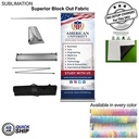 48Hr Quick Ship - Sublimated Deluxe Retractable Pull Up Banner, Block Out Fabric, 33.5x79, Wide Base