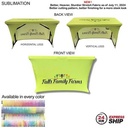 24 Hr Express Ship - Sublimated Stretch Curved Fit Table Throw for 4' Table, 3 Sided, Open Back