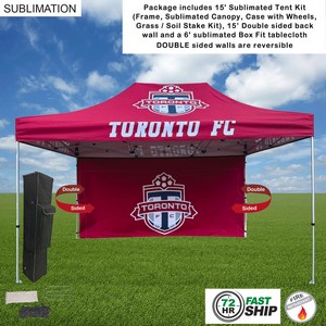 72Hr Fast Ship - Tent Backwall Package 2, 15' Sublimated Tent Kit and 15' Full DOUBLE Sided Backwall