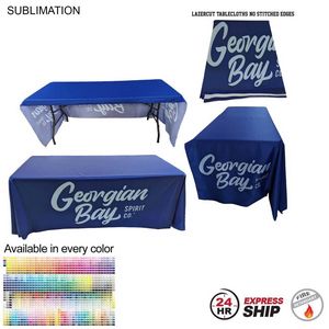 [SU799-6] 24Hr Express Ship - 6' LazerCut 3-Sided PREMIUM Sublimated Tablecloth, Drape Style, Open Back