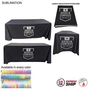 [SU811-6] 24Hr Express Ship - 6' LazerCut 4-Sided PREMIUM Sublimated Tablecloth, Drape Style, Closed Back
