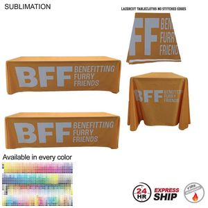 [SU812-6] 24Hr Express Ship - 8' LazerCut 4-Sided PREMIUM Sublimated Tablecloth, Drape Style, Closed Back
